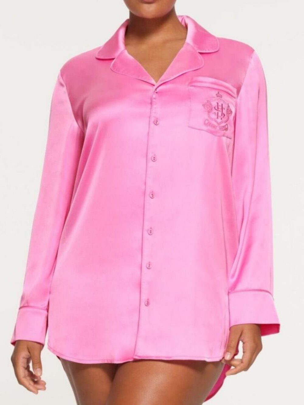 Kim Kardashian SKIMS Hotel Shine Neon Orchid Pink Satin Sleeps Dress Size L / G